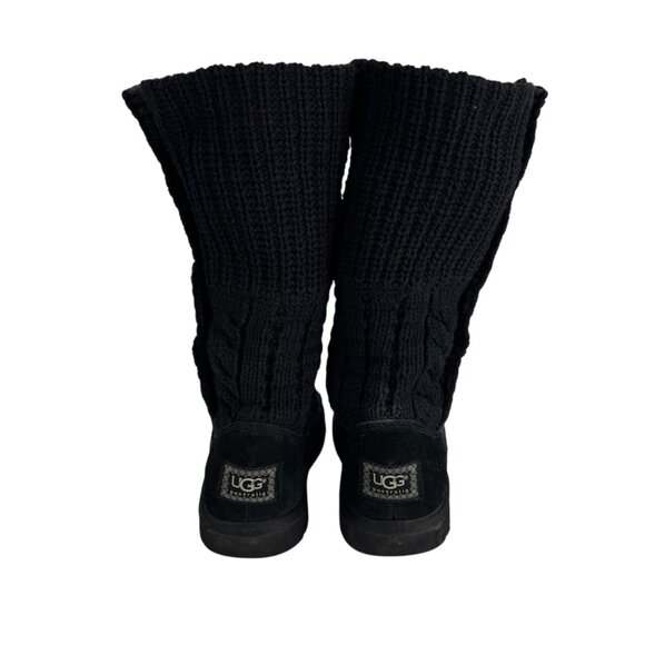 Ugg Black Sweater Boots Calf Women's 9 GUC Casual Warm Winter Comfortable - Picture 6 of 15